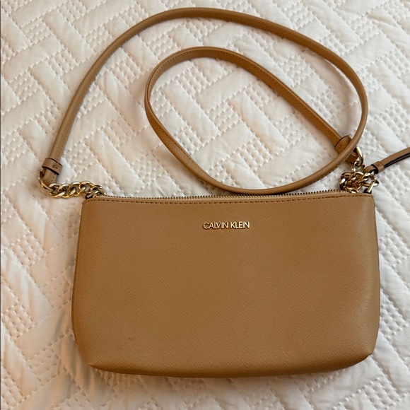 Calvin Klein Handbags - Calvin Klein Camel/Tan Crossbody Bag with Gold Hardware